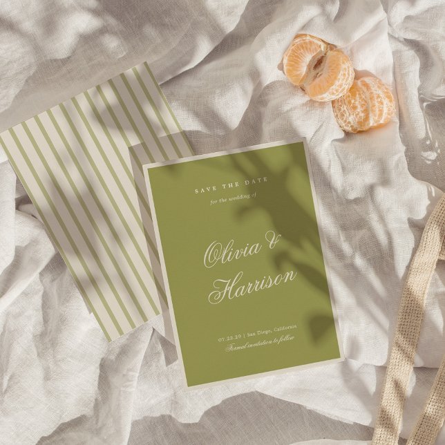 Tarjeta de anuncio de boda en caligrafía verde oli (Subido por el creador)
