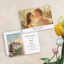 Tarjeta de Anuncio de Boda en Tokio para Destino