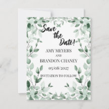 Tarjeta de anuncio de boda Eucalyptus Greenery Two