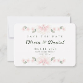 Tarjeta de anuncio de boda floral rosa personaliza