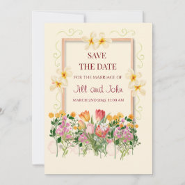 Tarjeta de anuncio de boda Floral Save the Date