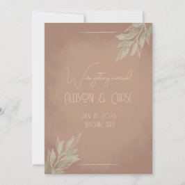 Tarjeta de anuncio de boda minimalista boho de ter