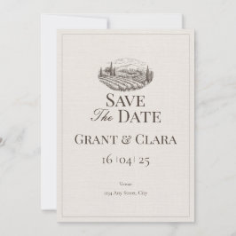 Tarjeta de Anuncio de Boda Oak & Ivory Flat Save T