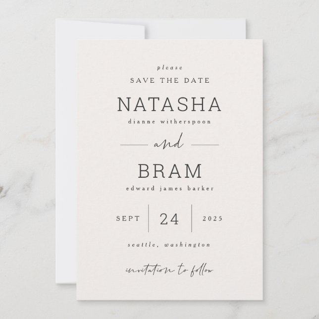 Tarjeta de anuncio de boda para guardar la fecha (Anverso)