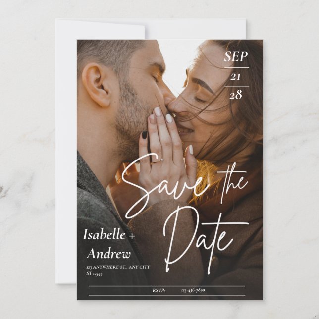 Tarjeta de anuncio de boda personalizada con foto (Anverso)