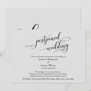 Tarjeta de Anuncio de Boda Pospuesta Elegante, Gri