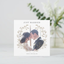 Tarjeta de anuncio de boda recién casados