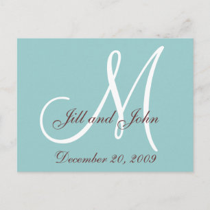 Tarjeta de Anuncio de Boda Robin Egg Blue Brown