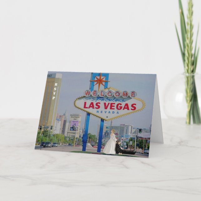 Tarjeta de anuncio de boda RSVP Las Vegas (Anverso)
