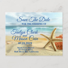 Tarjeta de Anuncio de Boda Tropical con Escena de 