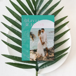 Tarjeta de Anuncio de Boda Tropical Moderna