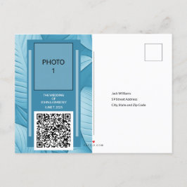 Tarjeta de Anuncio de Boda Tropical Turquesa