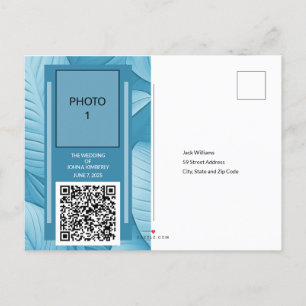 Tarjeta de Anuncio de Boda Tropical Turquesa