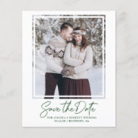 Tarjeta de Anuncio de Boda Verde Oscuro Presupuest