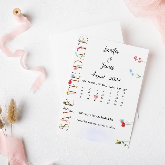 Tarjeta de anuncio de boda Wildflower (Subido por el creador)