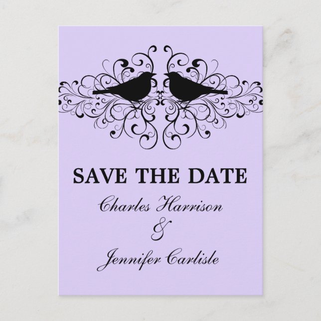 Tarjeta de Anuncio de Bodas con Remolinos de Pájar (Anverso)