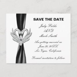 Tarjeta de Anuncio de Bodas de Cisnes de Plata con