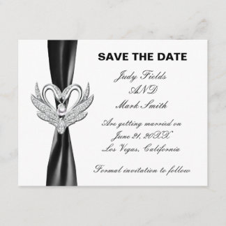Tarjeta de Anuncio de Bodas de Cisnes de Plata con