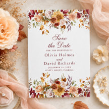 Tarjeta de Anuncio de Bodas de Otoño en Naranja Qu