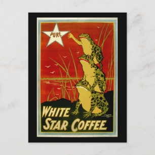 Tarjeta de anuncio de café de rana vintage