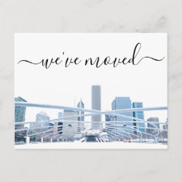 Tarjeta de anuncio de cambio de oficina en Chicago