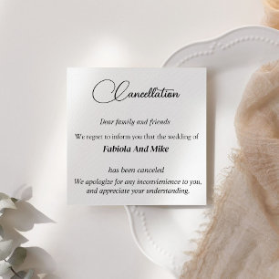 Tarjeta de anuncio de cancelación de boda personal