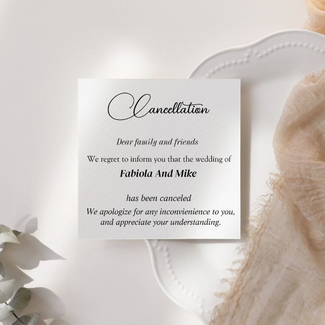 Tarjeta de anuncio de cancelación de boda personal (Subido por el creador)