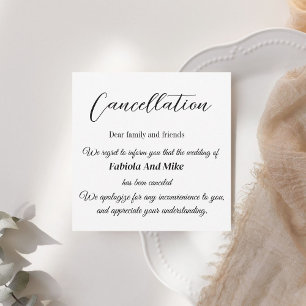 Tarjeta de anuncio de cancelación de boda personal