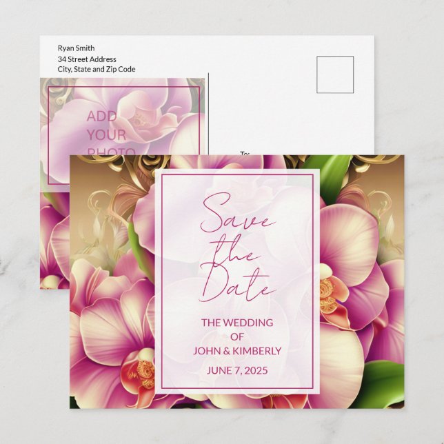 Tarjeta de Anuncio de Código QR para Fotos de Boda (Anverso / Reverso)