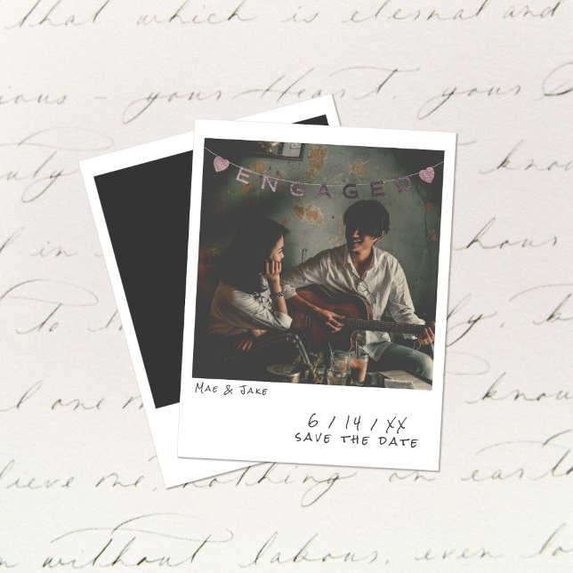 Tarjeta de Anuncio de Compromiso con Foto Instantá (Subido por el creador)