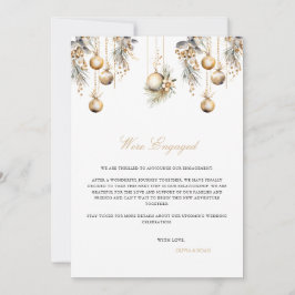 Tarjeta de anuncio de compromiso de Navidad elegan