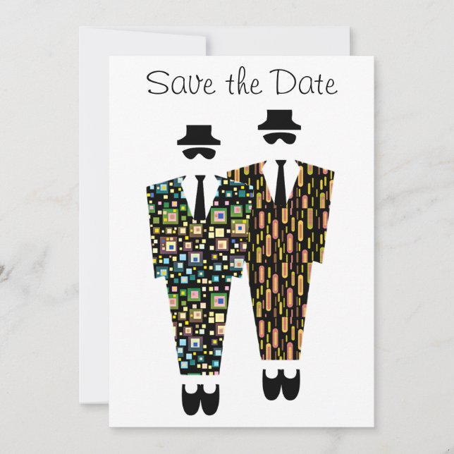 Tarjeta de Anuncio de Compromiso Gay Save The Date (Anverso)