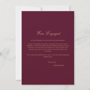 Tarjeta de Anuncio de Compromiso Script Gold Burgu