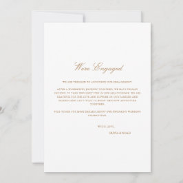 Tarjeta de anuncio de compromiso Script Gold & Whi