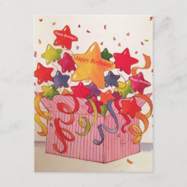 Tarjeta de anuncio de ConfettiStars de cumpleaños 