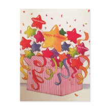 Tarjeta de anuncio de ConfettiStars de cumpleaños 