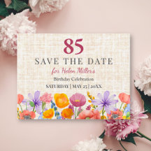Tarjeta de Anuncio de Cumpleaños 85 Floral 85 Años