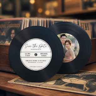 Tarjeta de anuncio de disco de vinilo minimalista