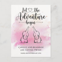 Tarjeta de anuncio de elefantes gemelos