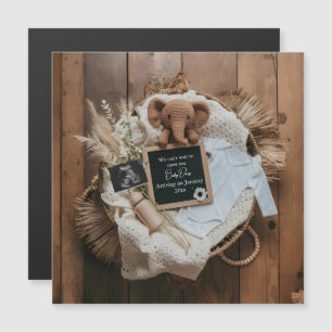 tarjeta de anuncio de embarazo boho rústico
