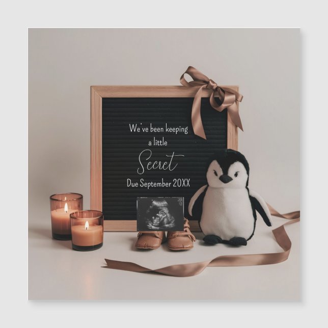 Tarjeta de anuncio de embarazo boho terroso neutra (Anverso)