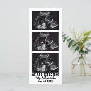 Tarjeta de anuncio de embarazo con tira de fotos d