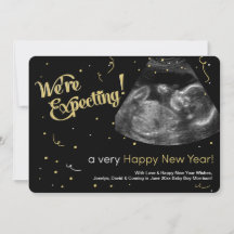 Tarjeta de anuncio de embarazo de Feliz Año Nuevo