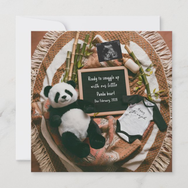 Tarjeta de anuncio de embarazo de Panda Neutral Bo (Anverso)