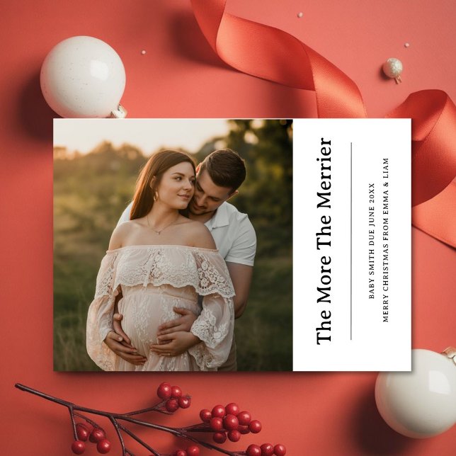 Tarjeta de anuncio de embarazo elegante de Navidad (Subido por el creador)