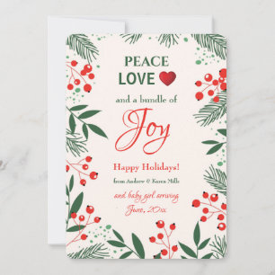 Tarjeta de anuncio de embarazo Holiday Joy