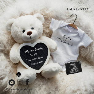 Tarjeta de anuncio de embarazo Neutral blanco mini