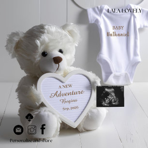 Tarjeta de anuncio de embarazo Oso Blanco Minimali