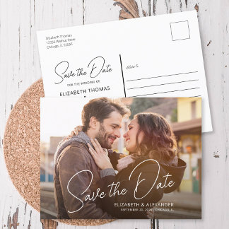 Tarjeta de anuncio de escritura simple y elegante