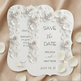 Tarjeta de anuncio de fecha de 3D White Roses